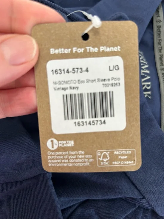 Trimark  Men's Navy Eco Polo Shirt - Classic Short Sleeve size large - Picture 4 of 6